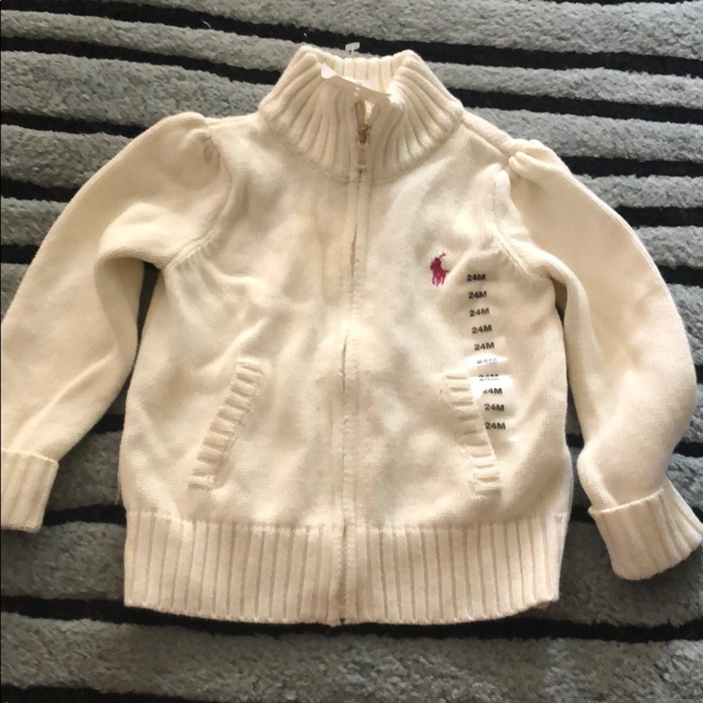 Ralph Lauren Cotton Full Zip Up Sweater -24M -NWT